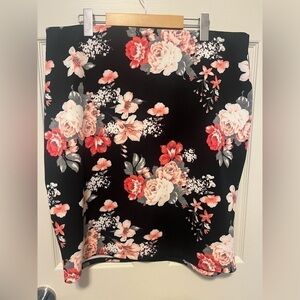 Black and Pink Floral Skirt